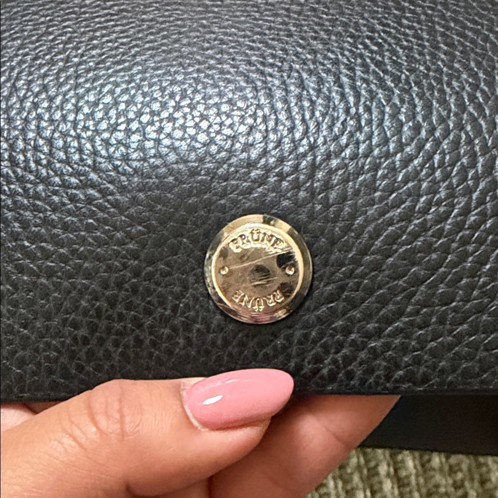 Prune Black Pebbled Crossbody Bag with Logo Strap - Picture 4 of 9